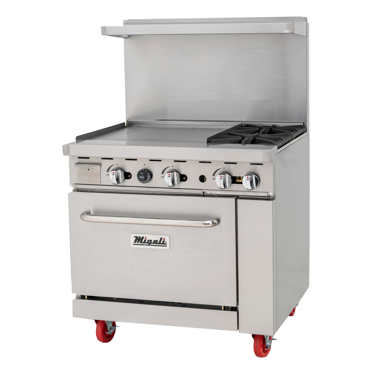 Migali C-RO2B-24GL-LP 36” Wide, 2 Burner Liquid Propane Range with 24”Griddle, Left side — photo 1 of 1